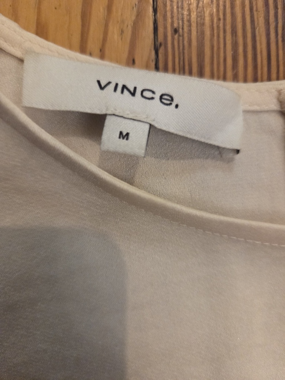 Vince Cream Crew Neck Balloon-Sleeve Blouse zipper on center back. - Picture 4 of 8